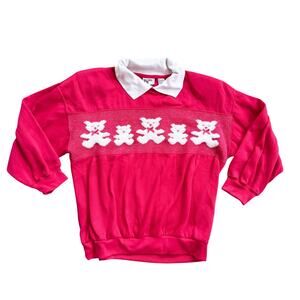 Vintage 1990s Retro ActionBright Pink Teddy Bear Sweatshirt, Size 22W